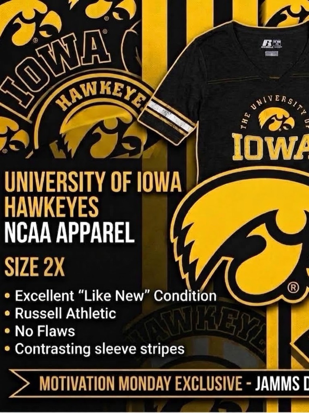 University of Iowa Hawkeyes NCAA Apparel V-Neck Shirt - Size 2X